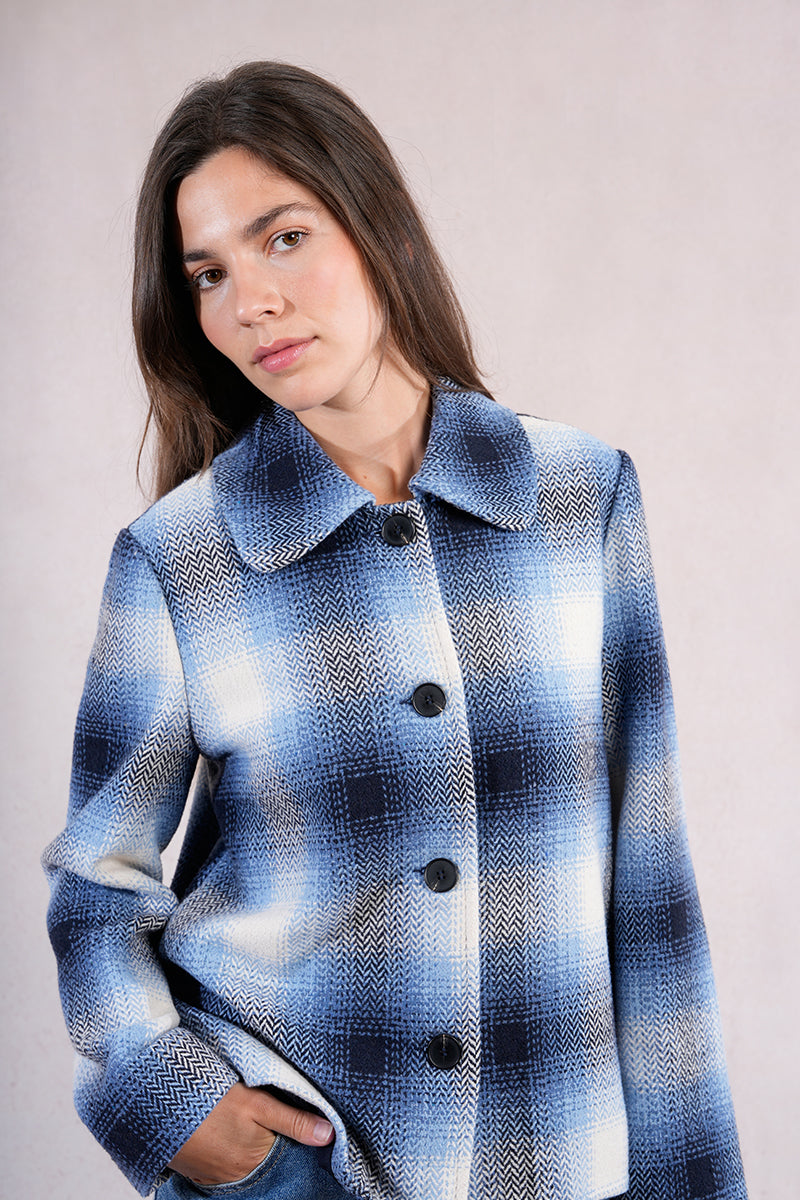 Blue & White Plaid Coat