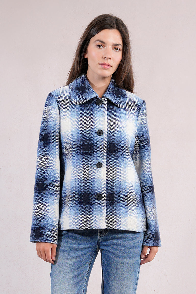 Blue & White Plaid Coat