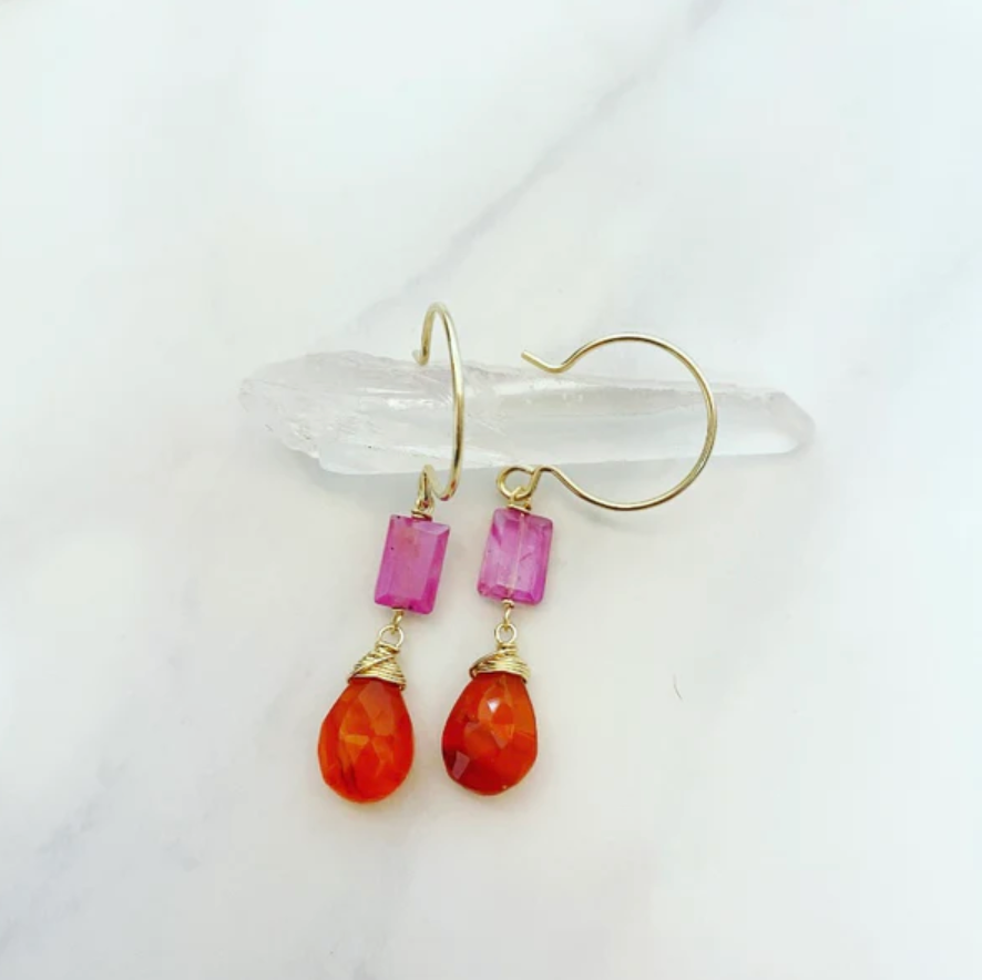 Carnelian & Ruby Dangle Earrings | Navone