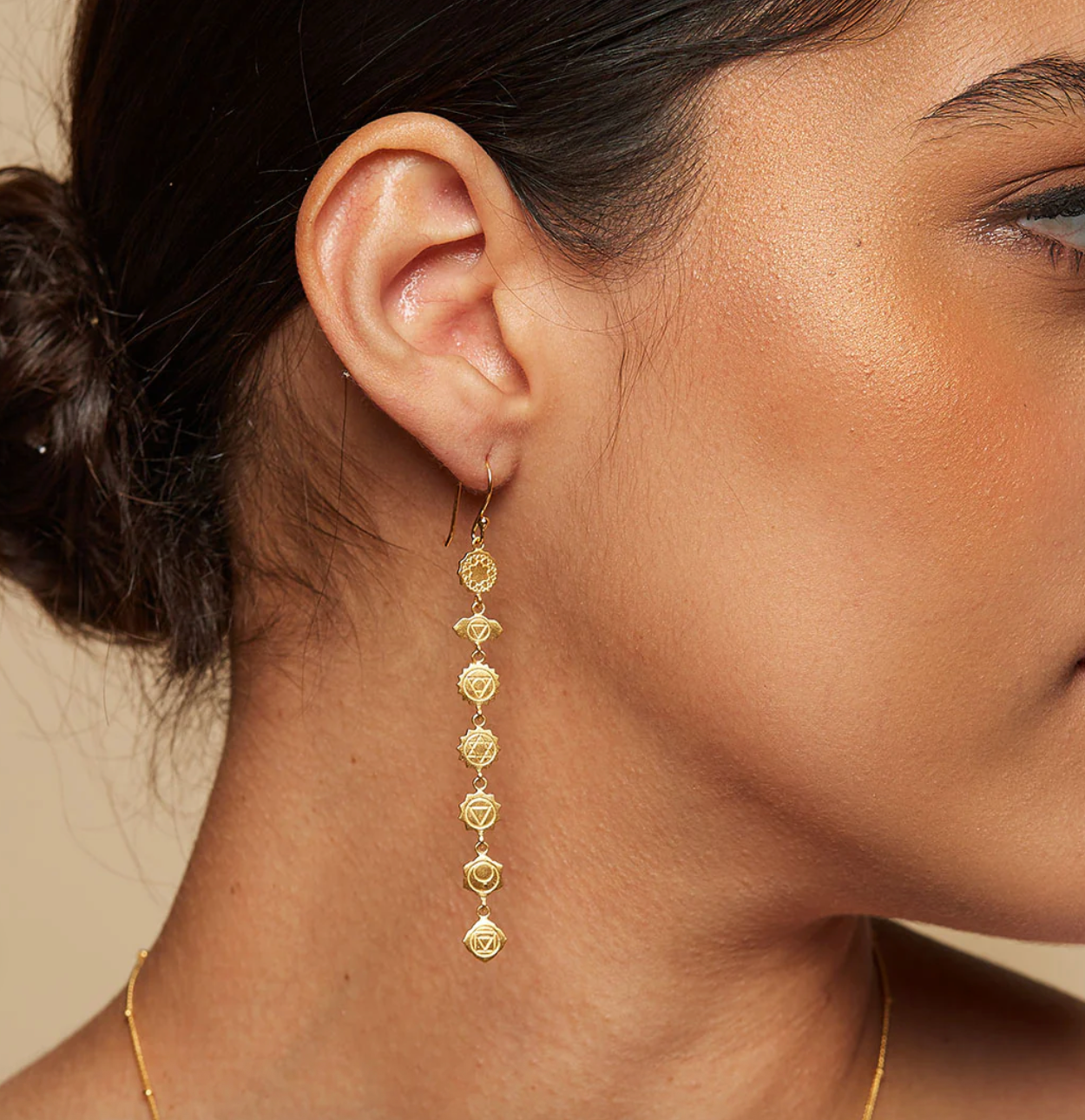Long Gold Chakra Earrings | Satya