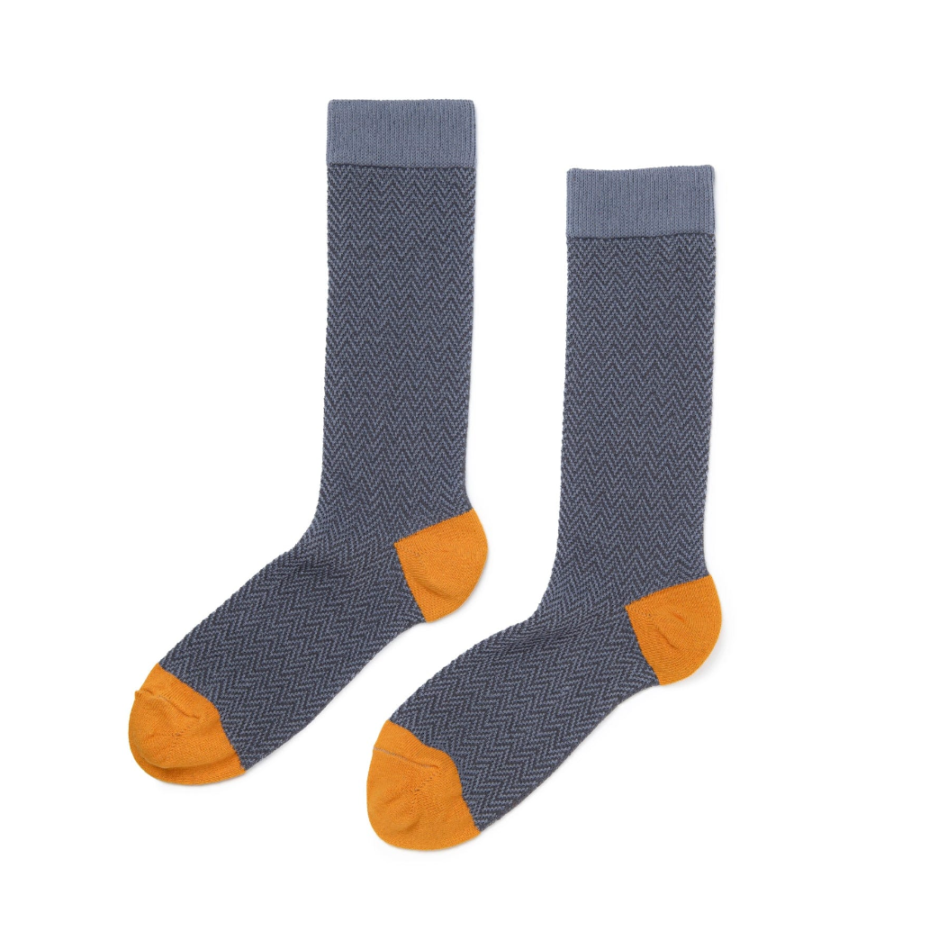 Herringbone Crew Socks in Steel