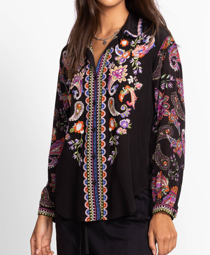 Mills Shirt in Black | Johnny Was