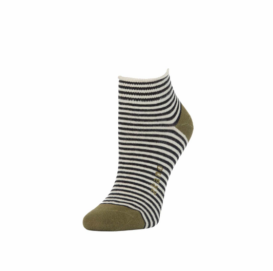 Striped Anklet Socks in Black & White
