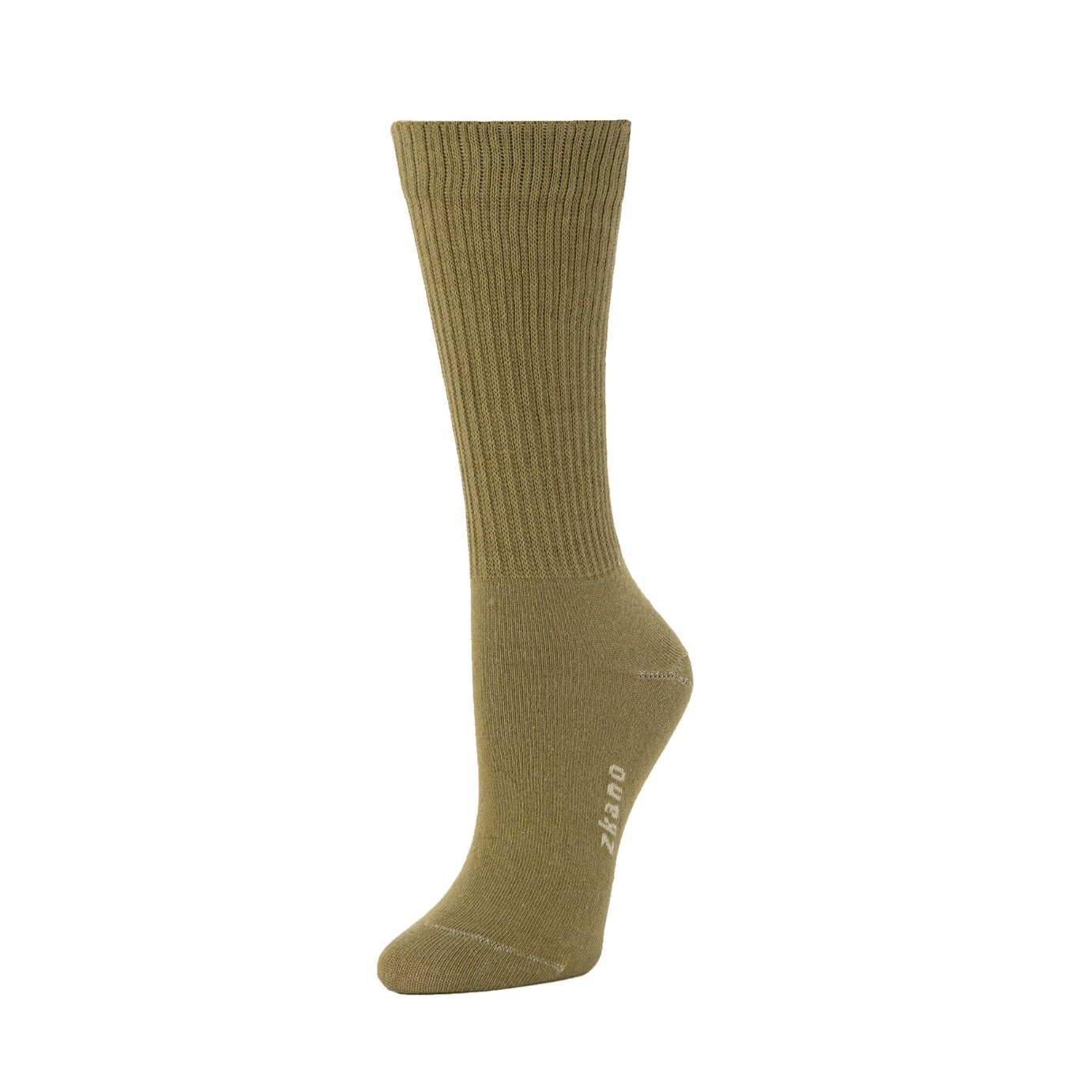 Rib Knit Crew Socks in Olive