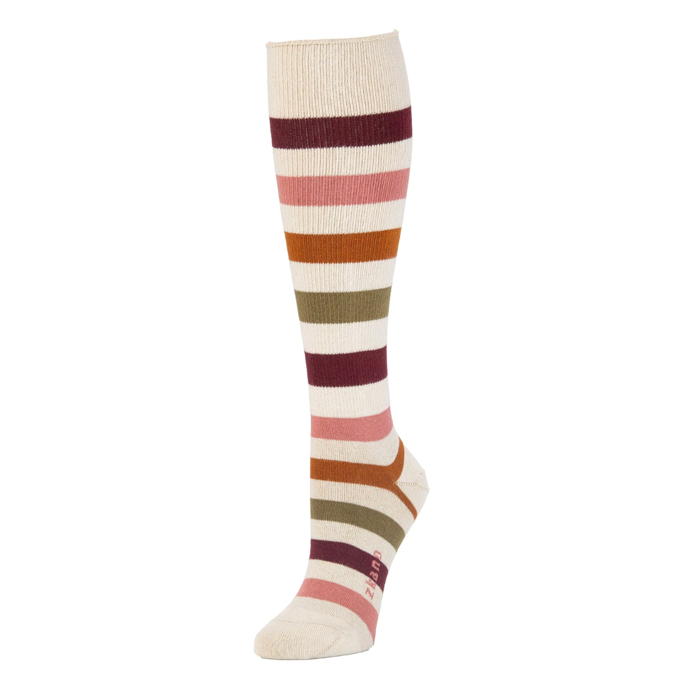 Wide Stripe Knee High Socks in Wheat