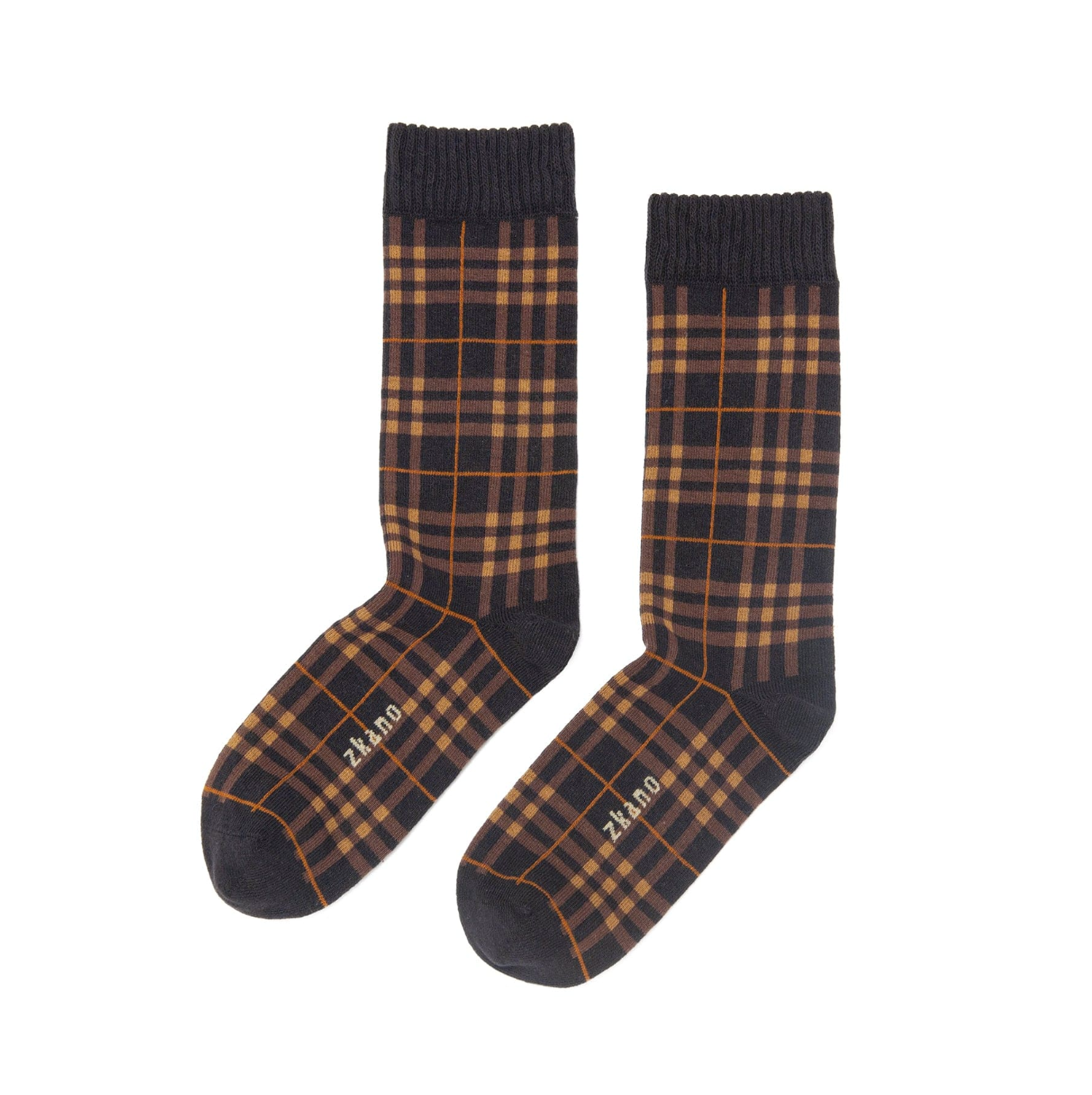Campfire Plaid Crew Socks in Black