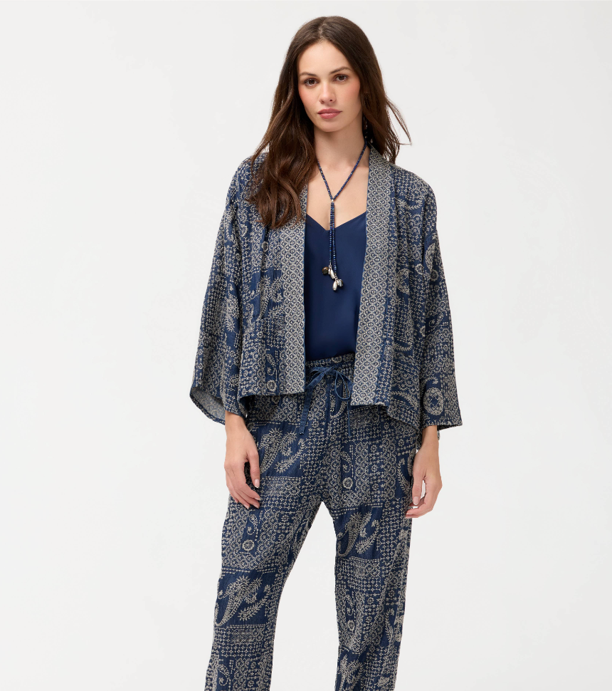 Denim Sashiko Patchwork Jacket | Johnny Was