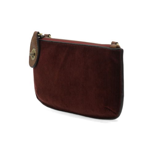 Corduroy Mini Crossbody Clutch in Wine