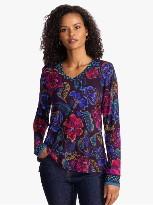 Janie Long Sleeve Tee in Aphaia | Johnny Was