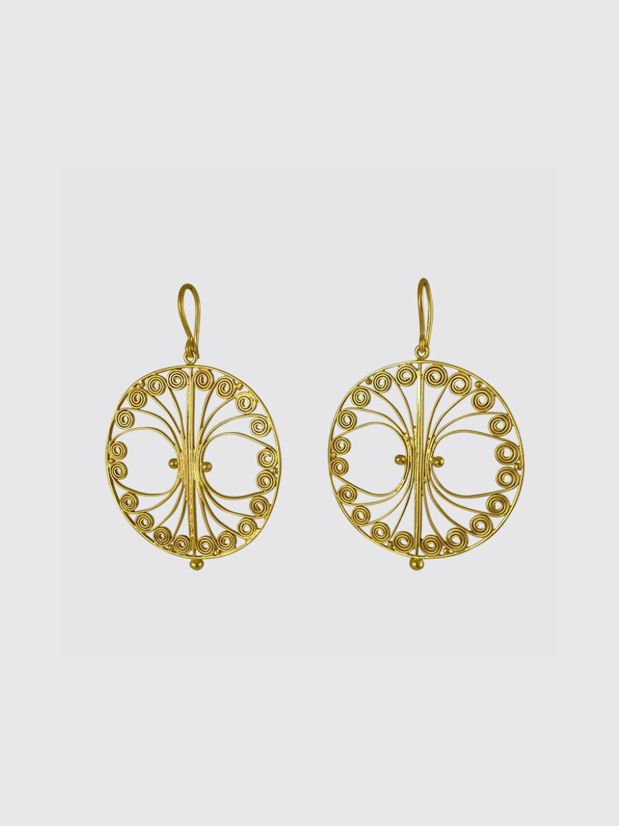 Handmade Filigree Circle Earrings in Gold Plate | Jane Diaz