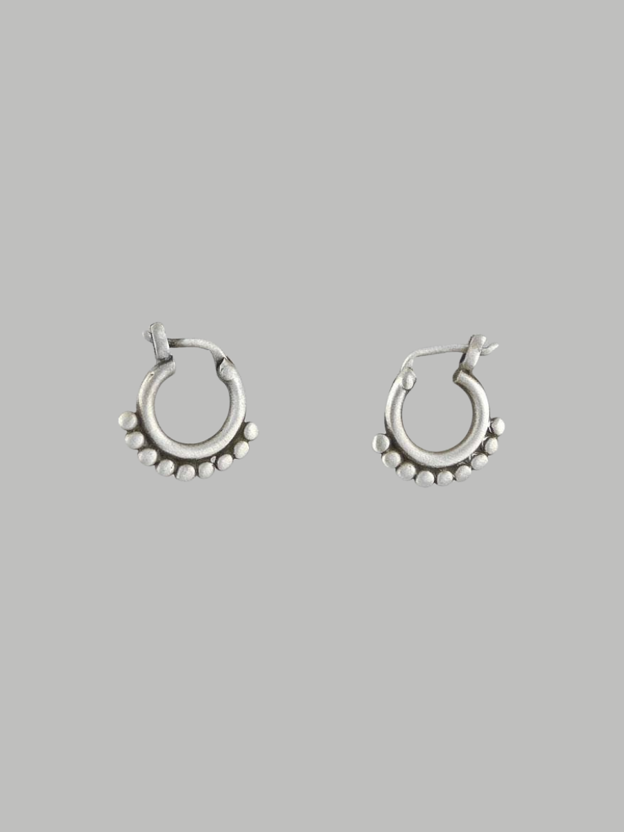 Dainty Granulated Hoop in Silver | Jane Diaz