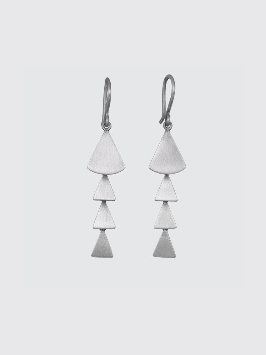 Long Fan Cascade Earrings in Silver | Jane Diaz
