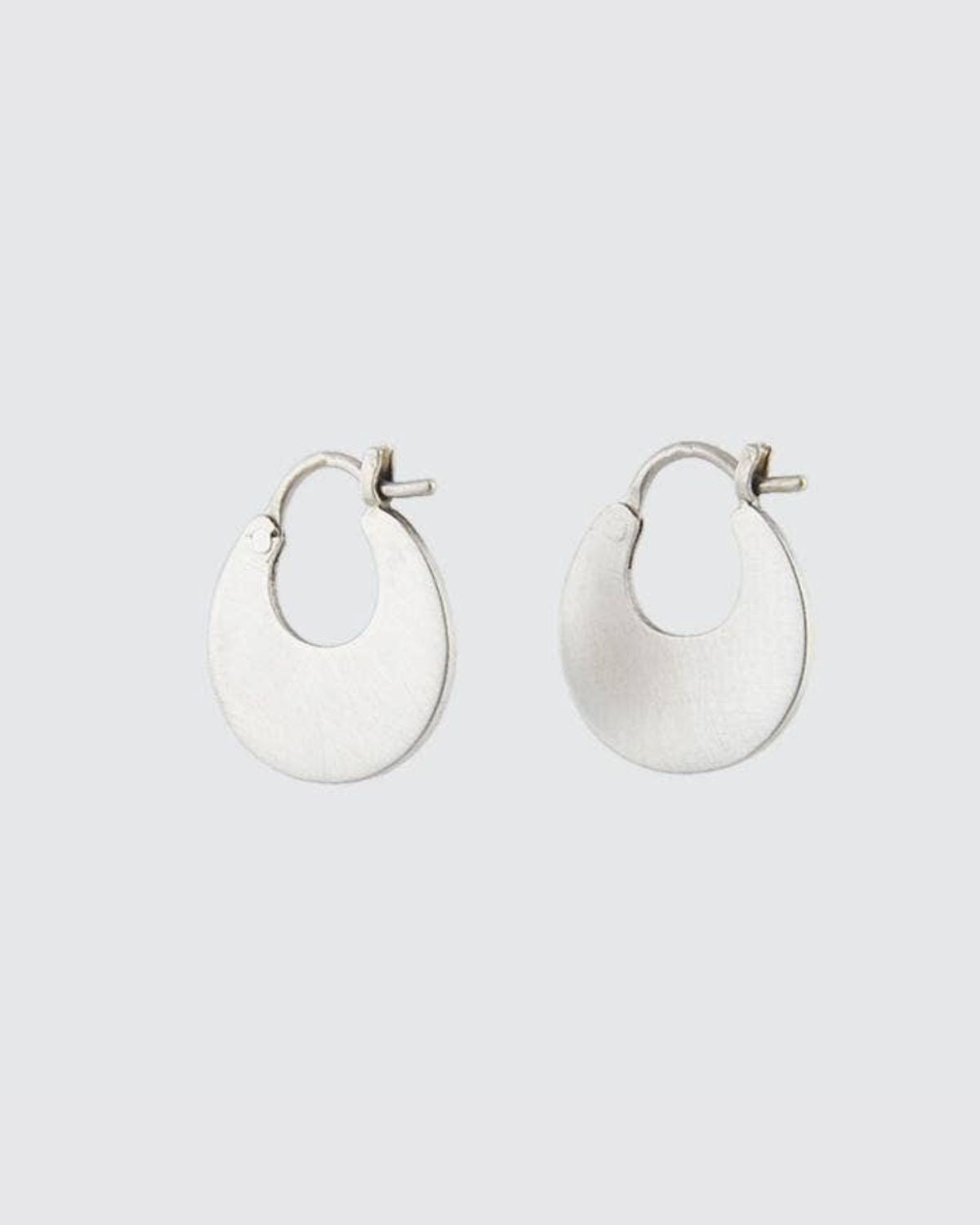 Silver Flat Crescent Hoop Earrings | Jane Diaz