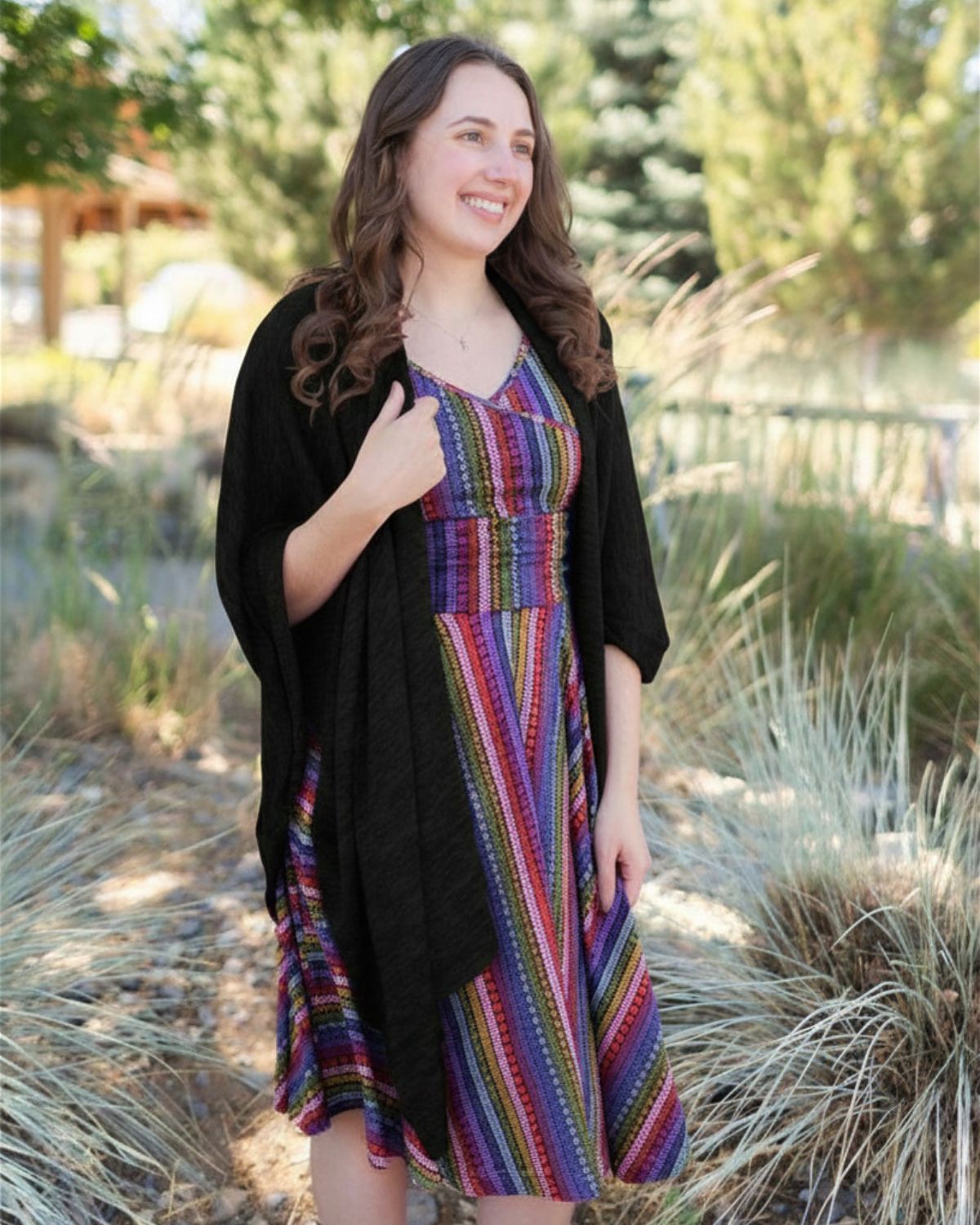 Heather Jersey Knit Wrap in Black