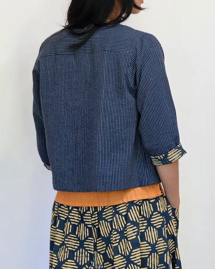 Reversible Anu Jacket in Navy | Yaza