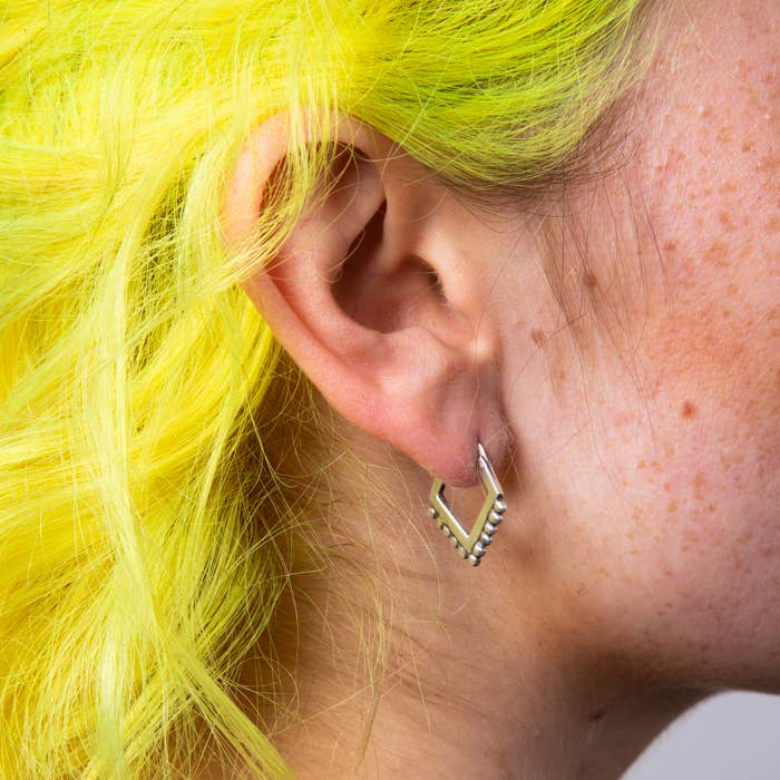 Silver Small Diamond Granulated Hoops | Jane Diaz