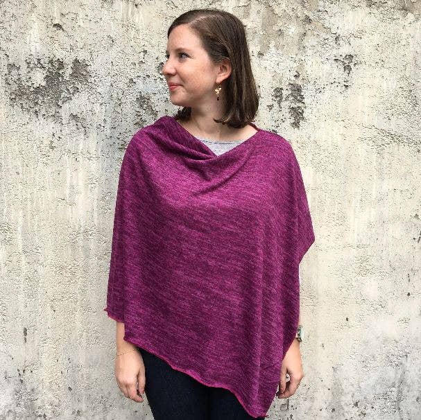 Heather Jersey Poncho in Berry