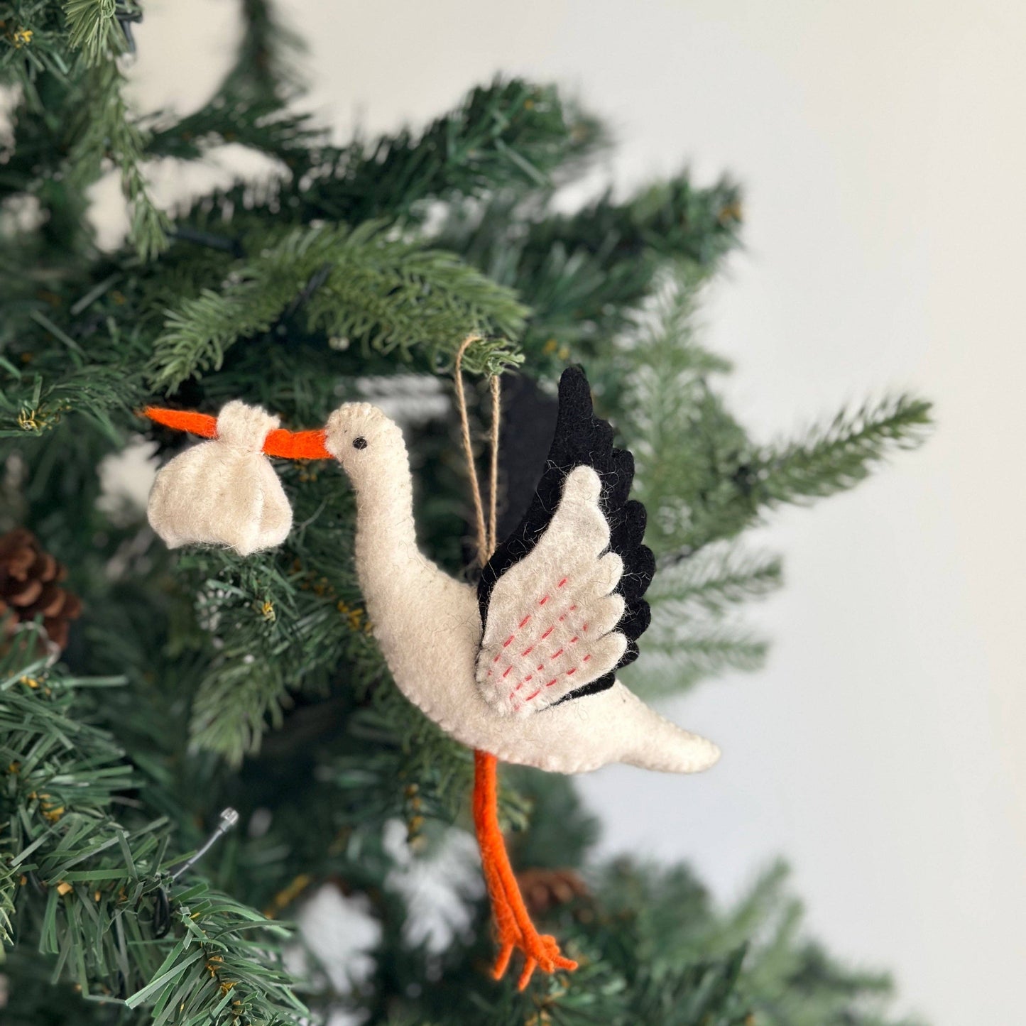 Felt Stork Ornament