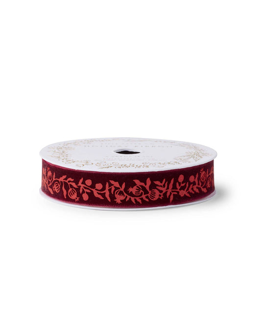 Christmastide Pomegranate Velvet Ribbon