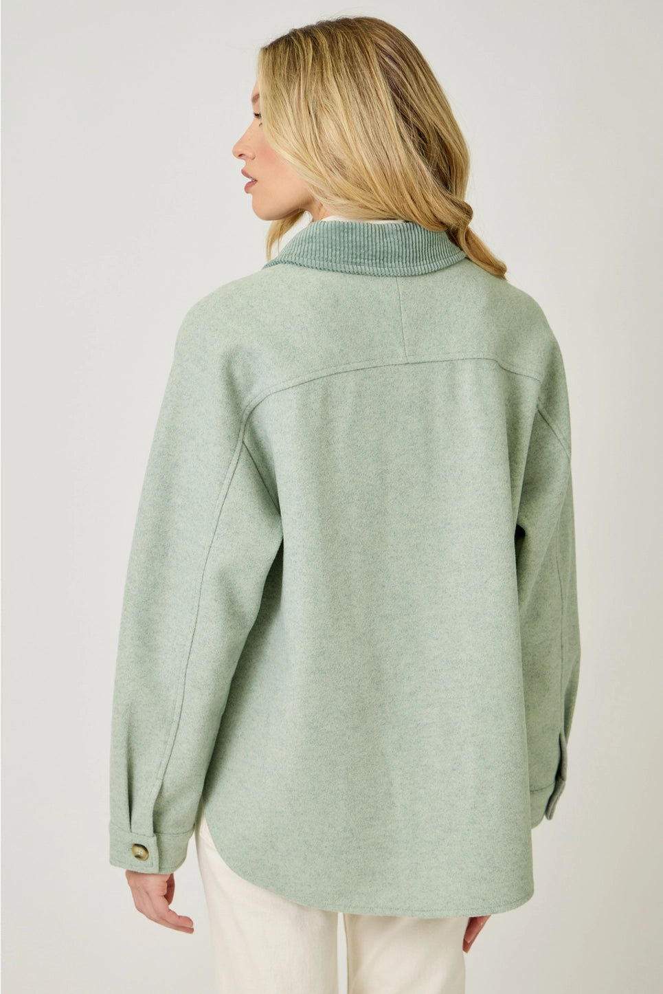 Button Shirt Jacket in Seafoam