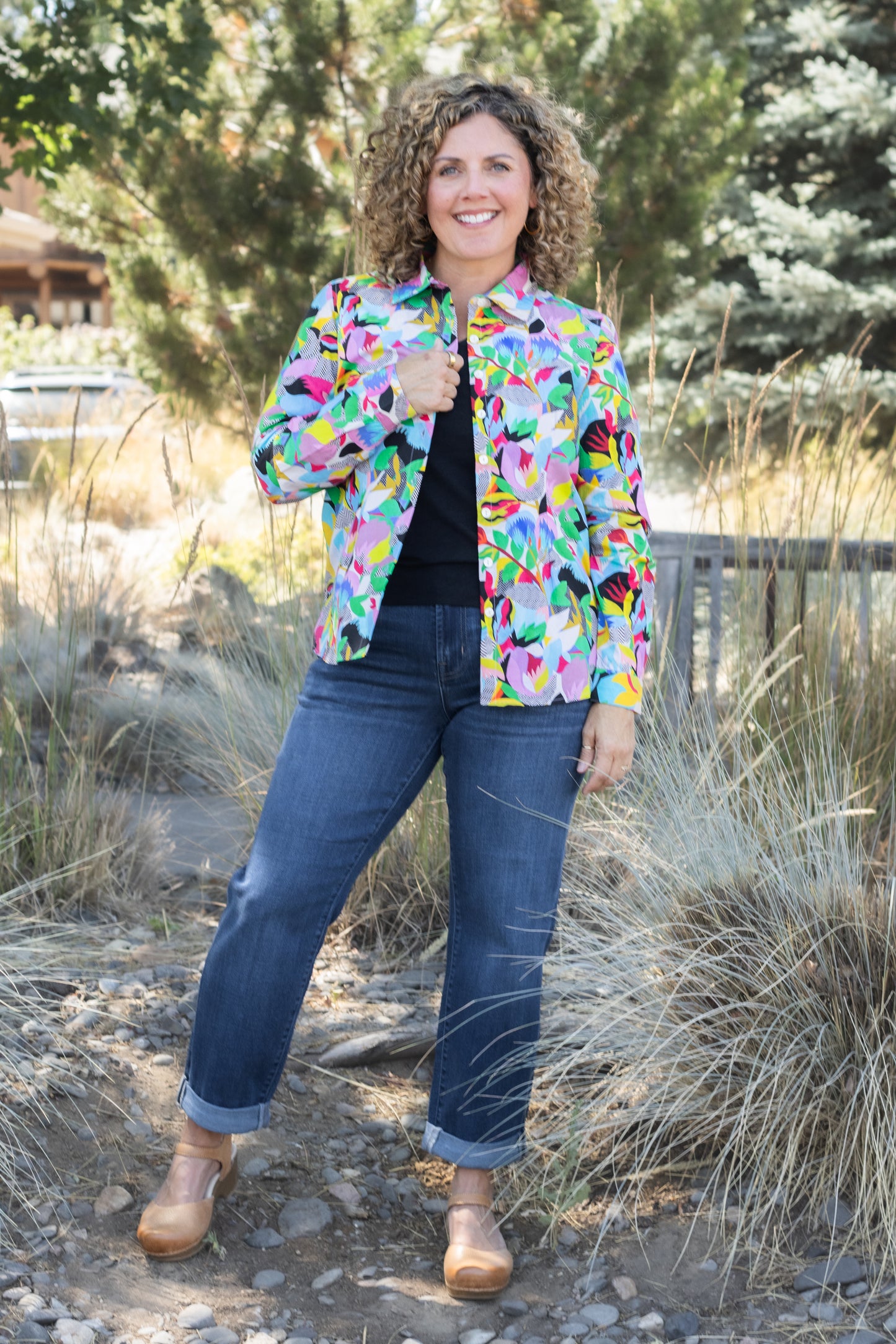 Primary Floral Cotton Button-Up Shirt | APNY