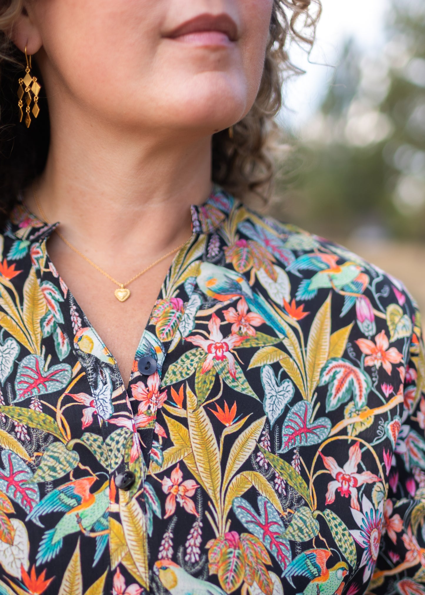 Mandarin Collar Blouse in Jungle Print | APNY