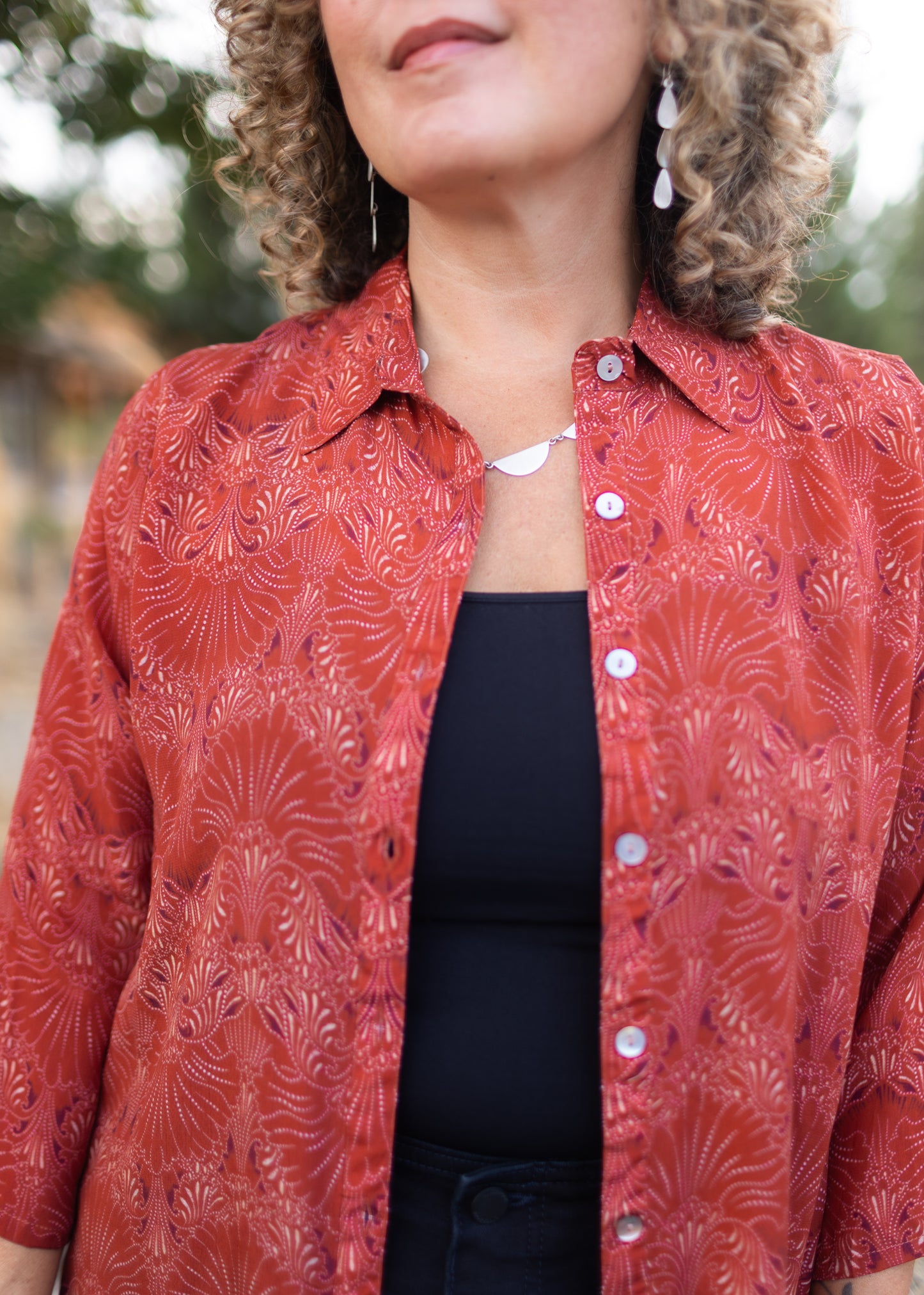 Button Up Tunic in Rust | APNY