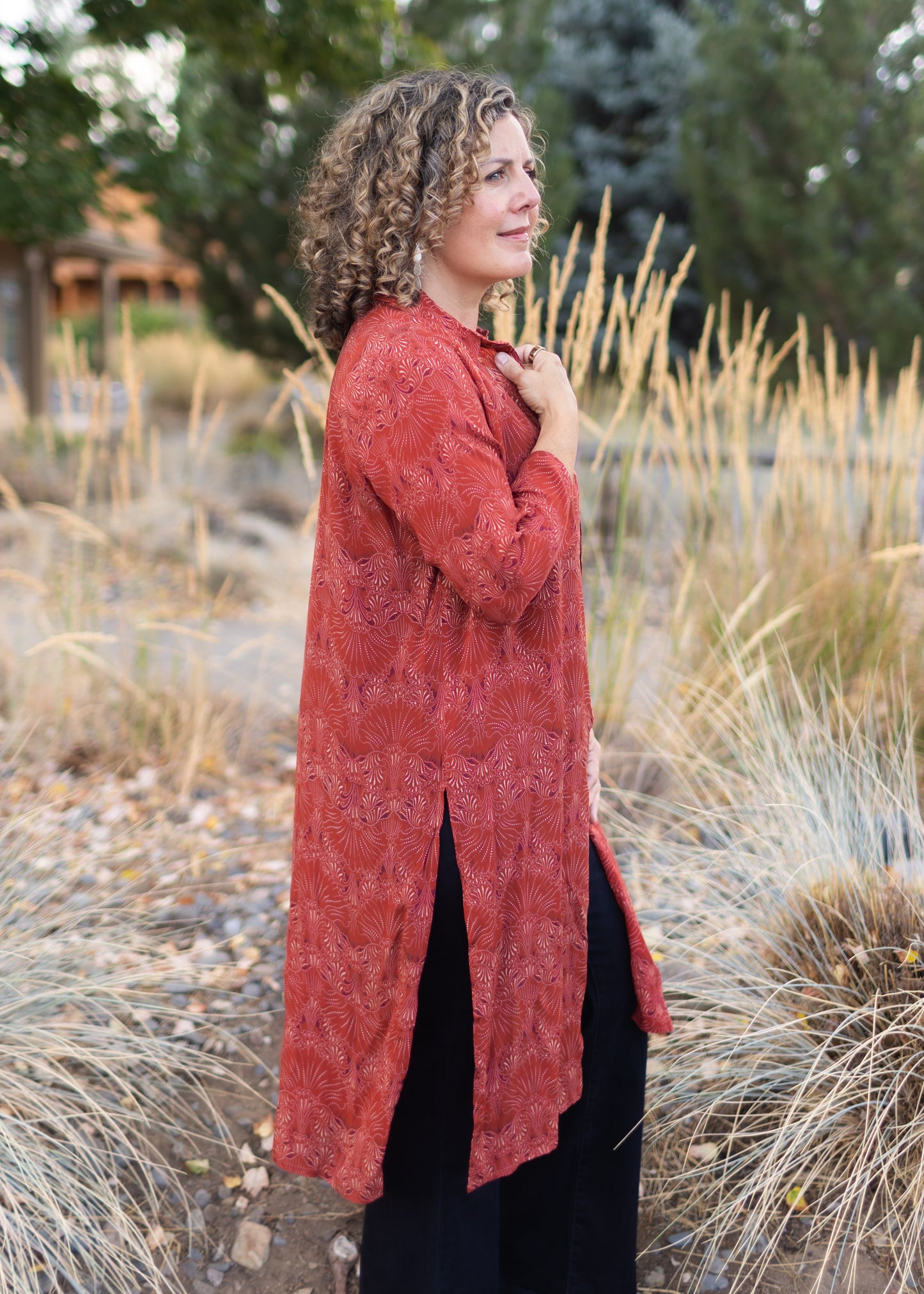 Button Up Tunic in Rust | APNY