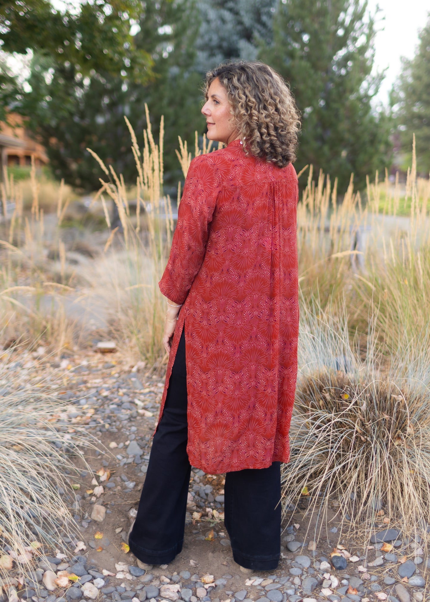 Button Up Tunic in Rust | APNY