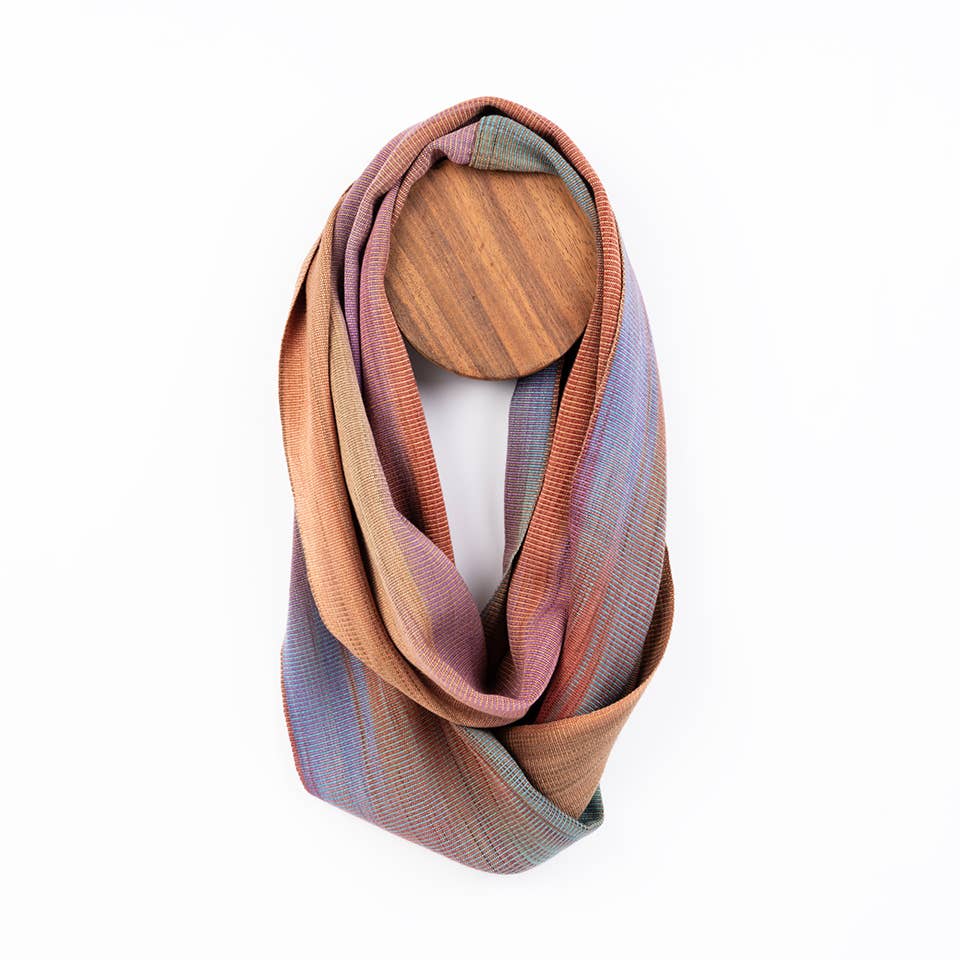 Handwoven Bamboo Infinity Scarf in Muted Multi