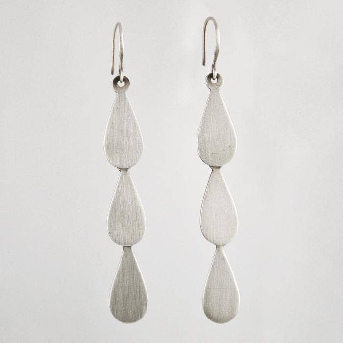 Silver Teardrop Cascade Earrings | Jane Diaz