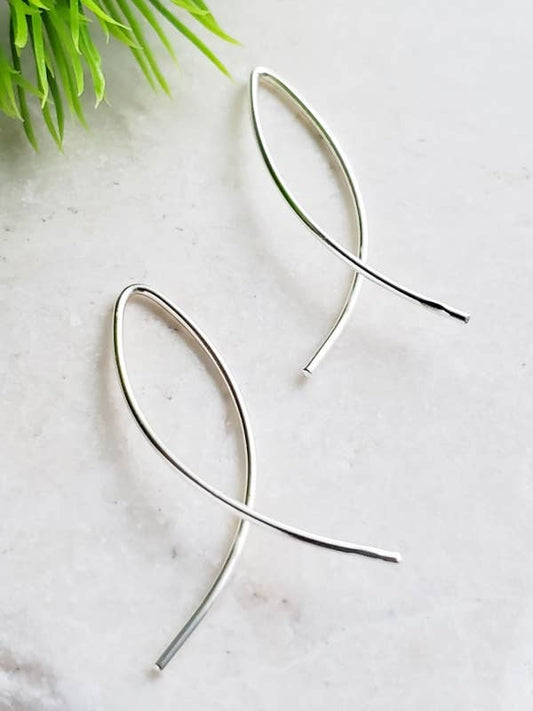 Silver Wishbone Hoop Earrings