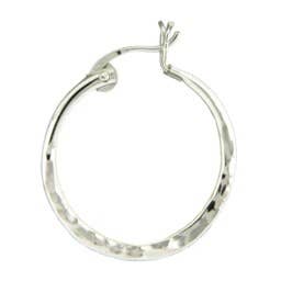 Silver Hinged Hammered Hoop - 46mm
