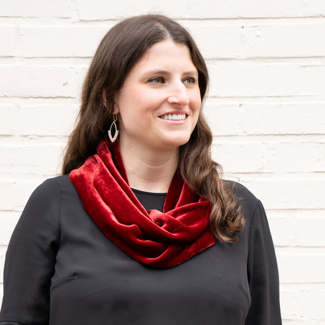 Velvet Infinity Scarf in Red