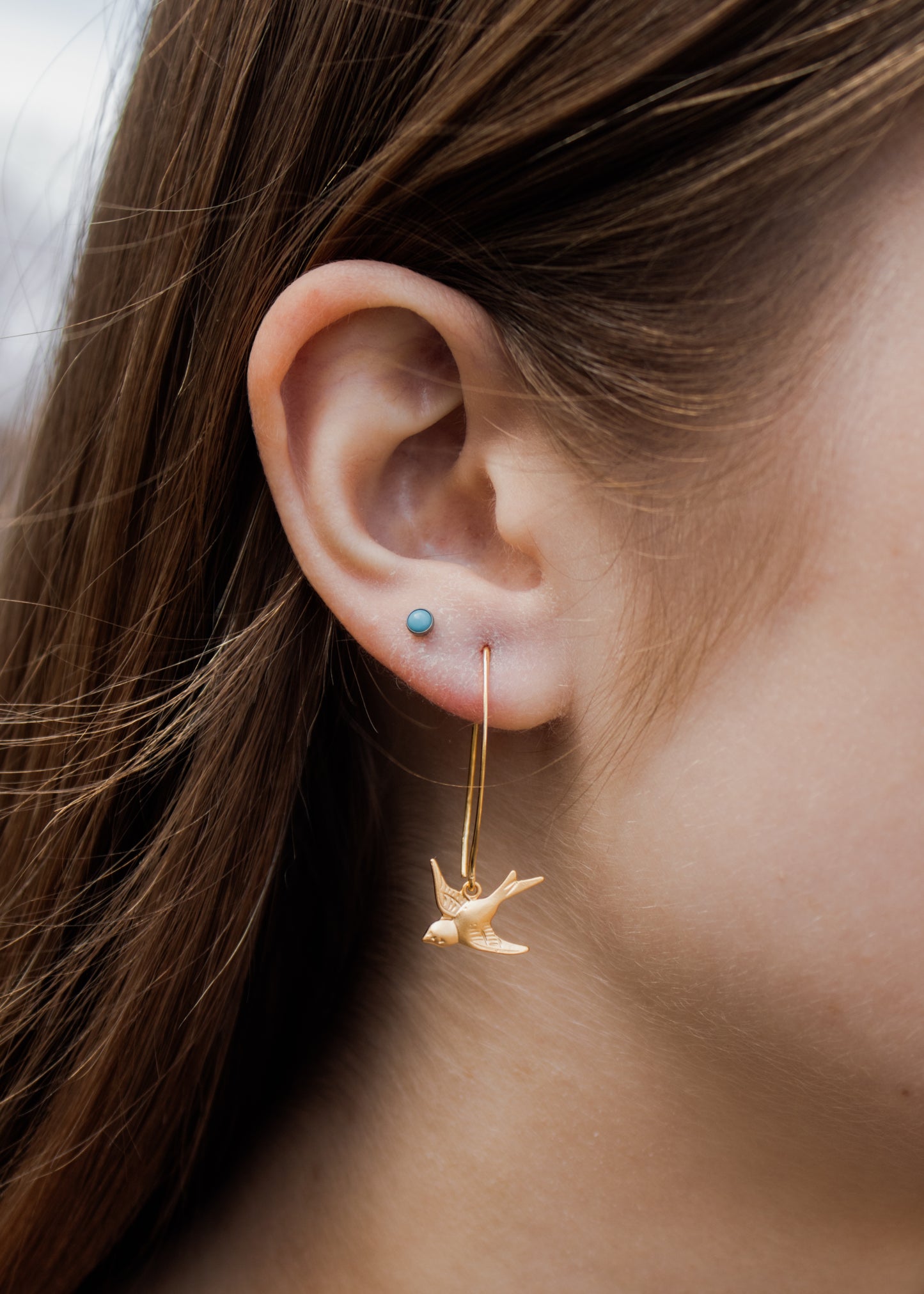 Gold Swallow Bird Earrings