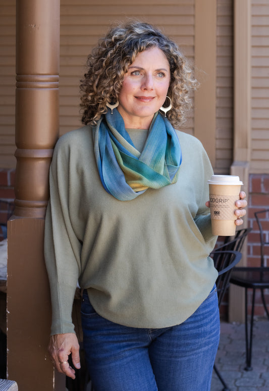 Handwoven Bamboo Infinity Scarf in Ocean