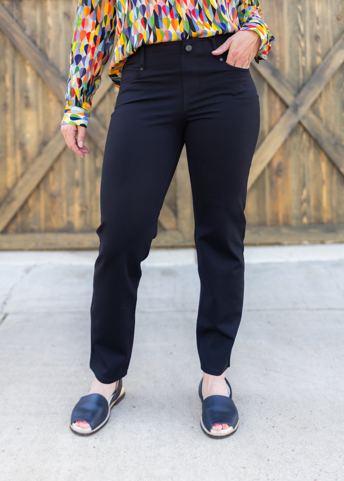 Gia Glider Slim Ponte Pant in Black | Liverpool