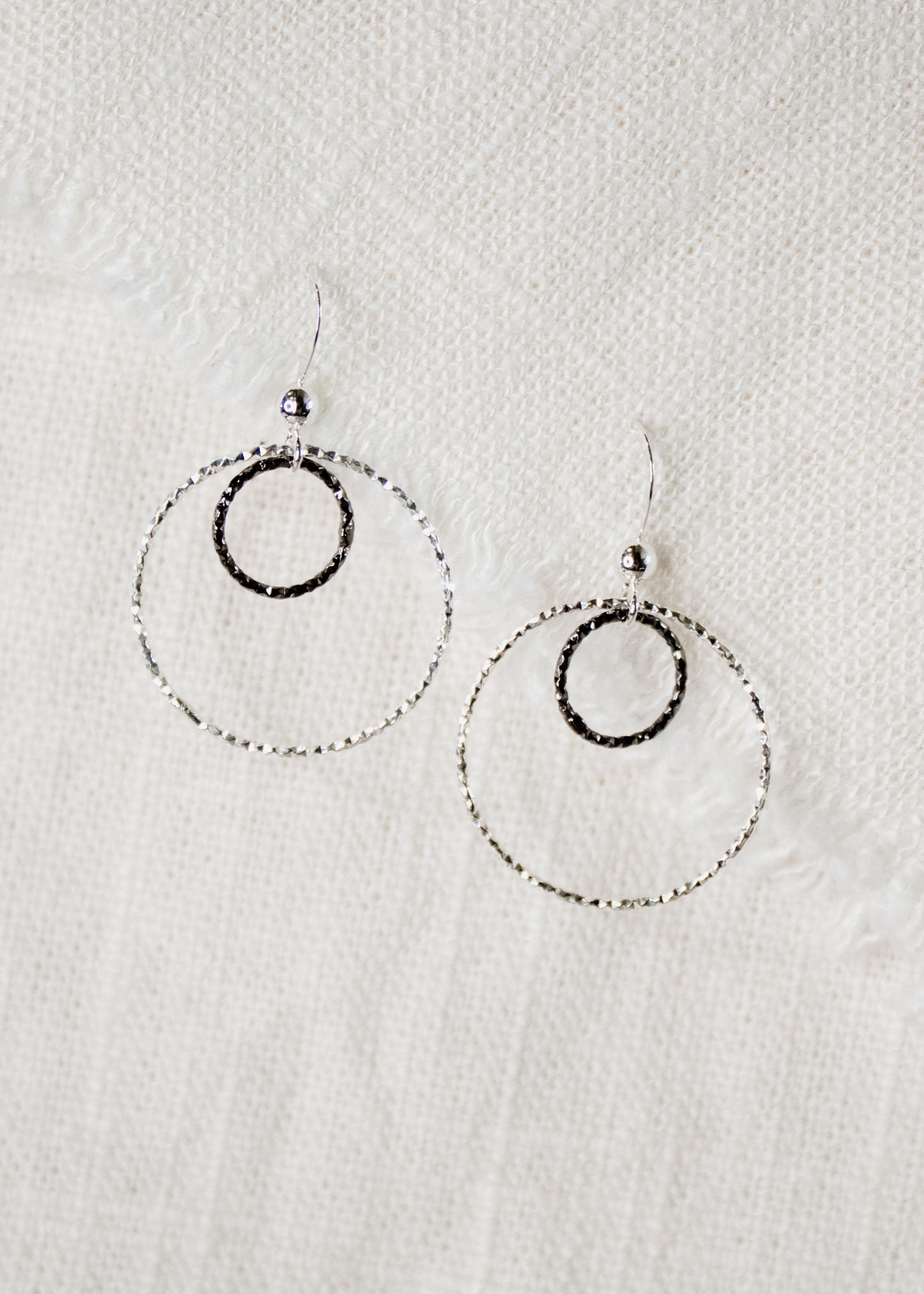 Mixed Metal Diamond Cut Earrings