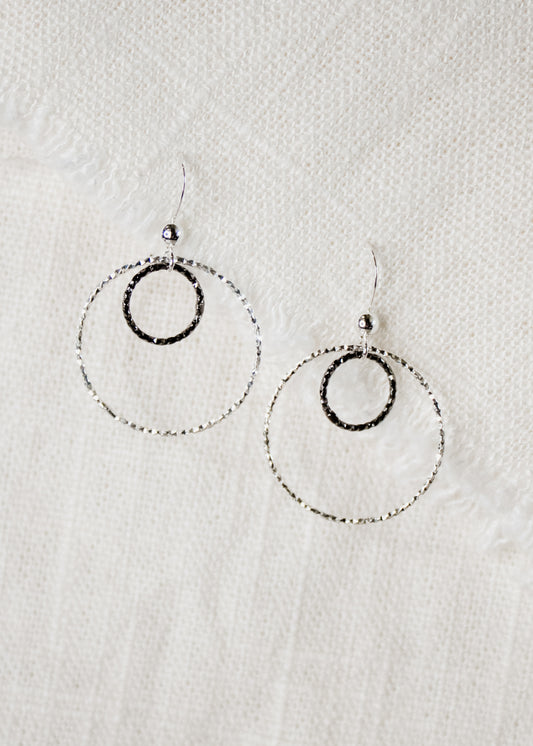 Mixed Metal Diamond Cut Earrings