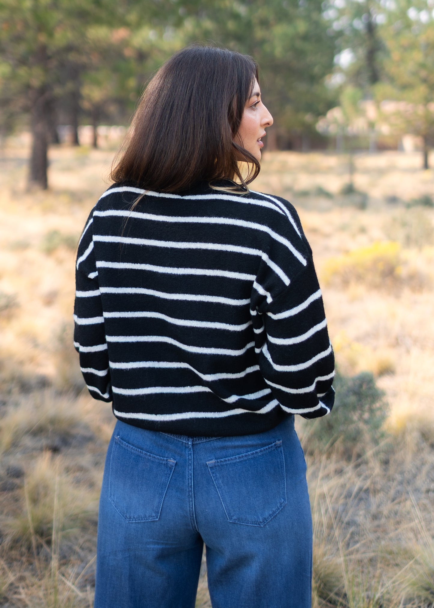 Black & White Stripe Heart Sweater