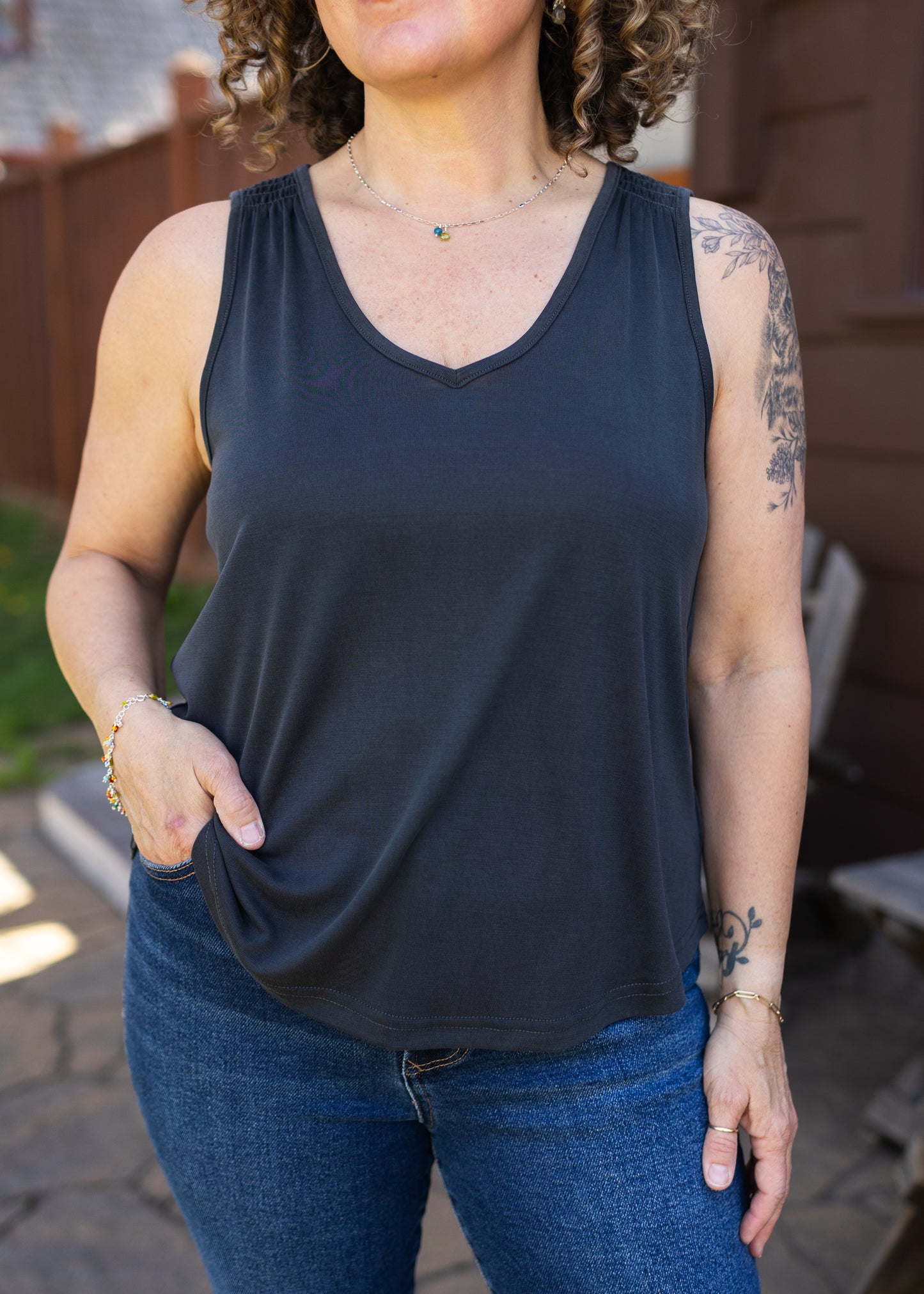 Knit Tank in Dark Gray