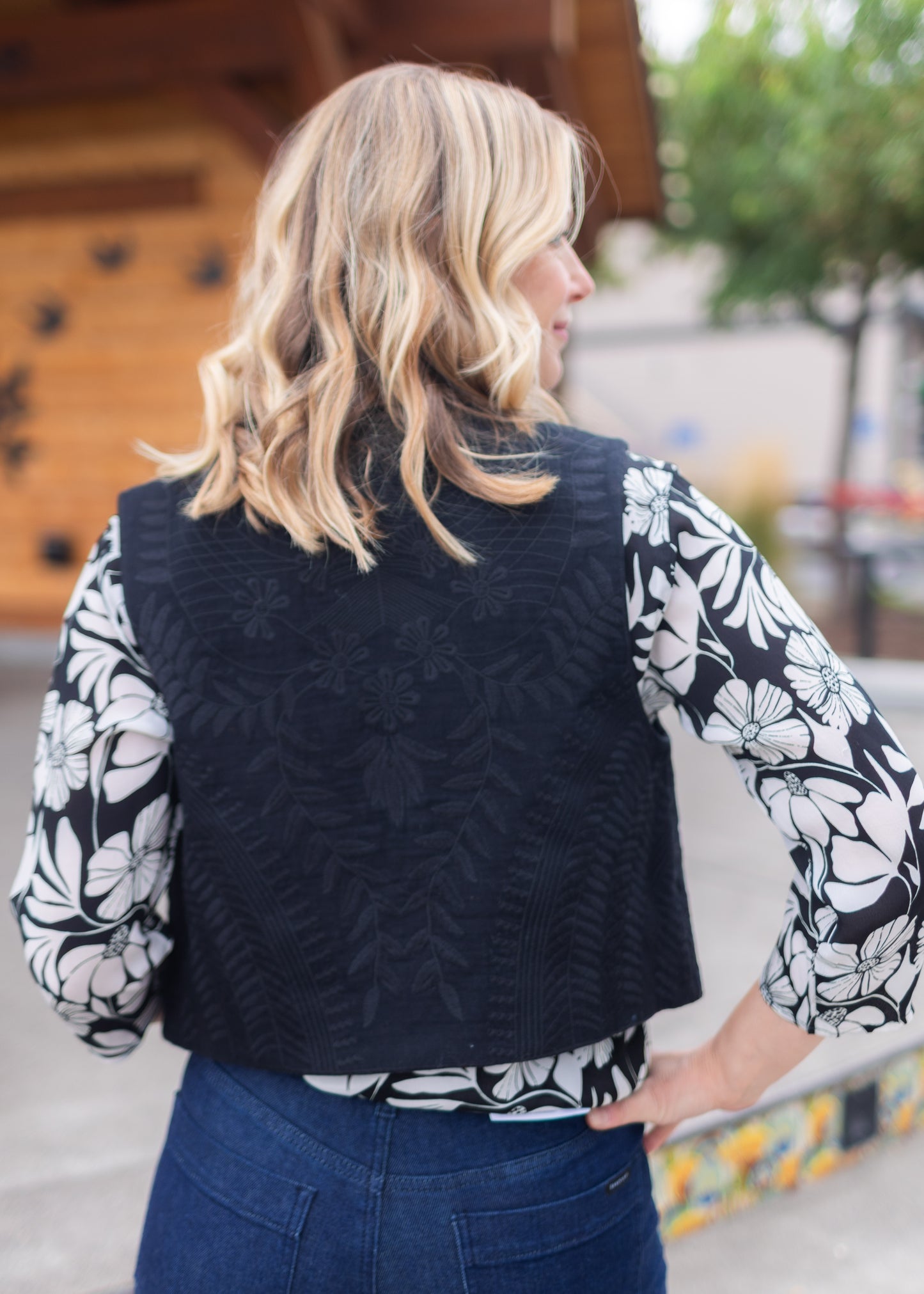 Clarisse Black Embroidered Vest
