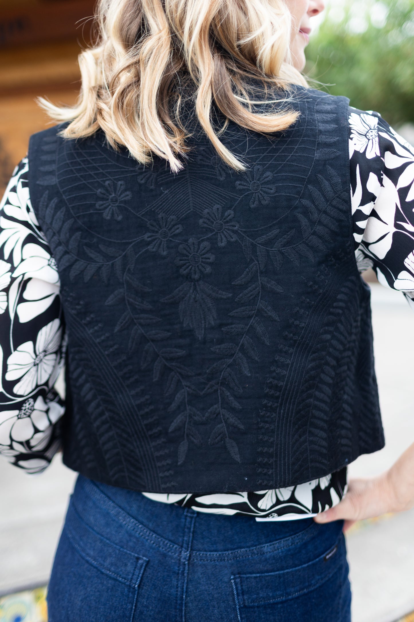 Clarisse Black Embroidered Vest