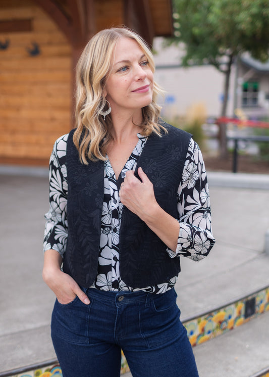 Clarisse Black Embroidered Vest