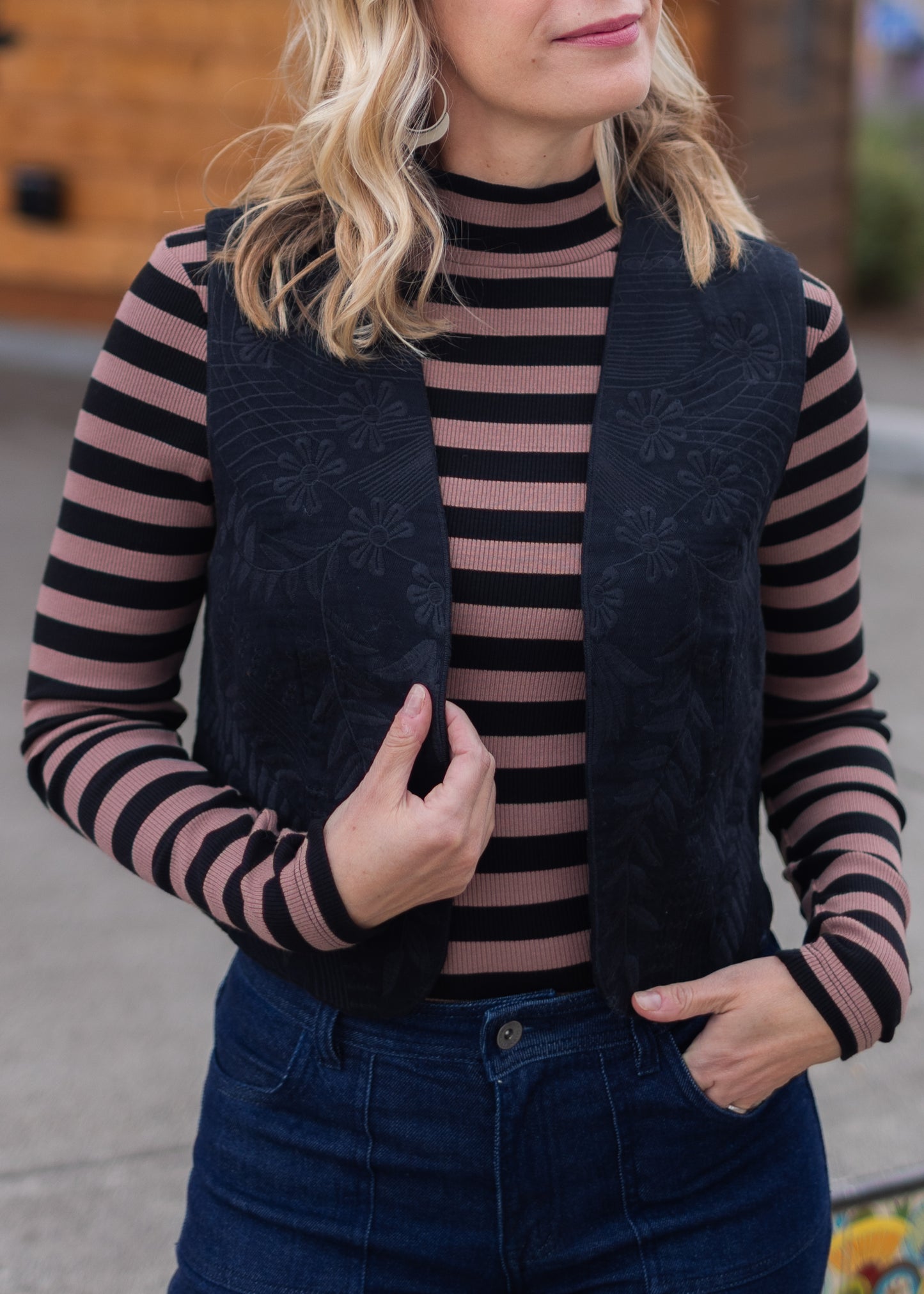 Clarisse Black Embroidered Vest