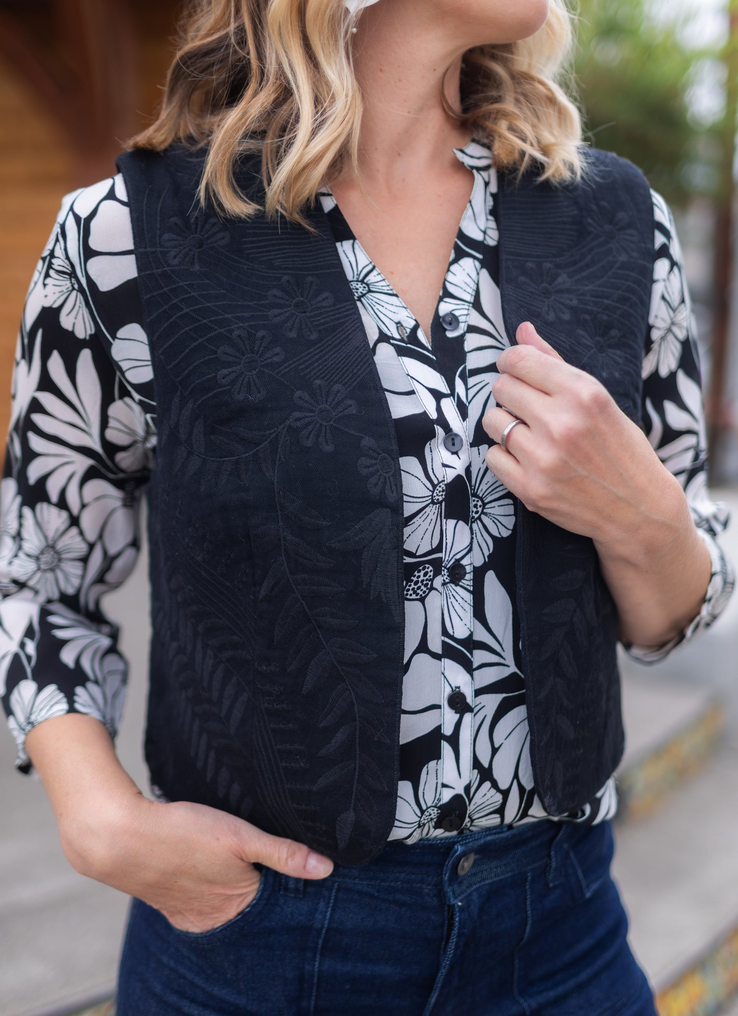 Clarisse Black Embroidered Vest