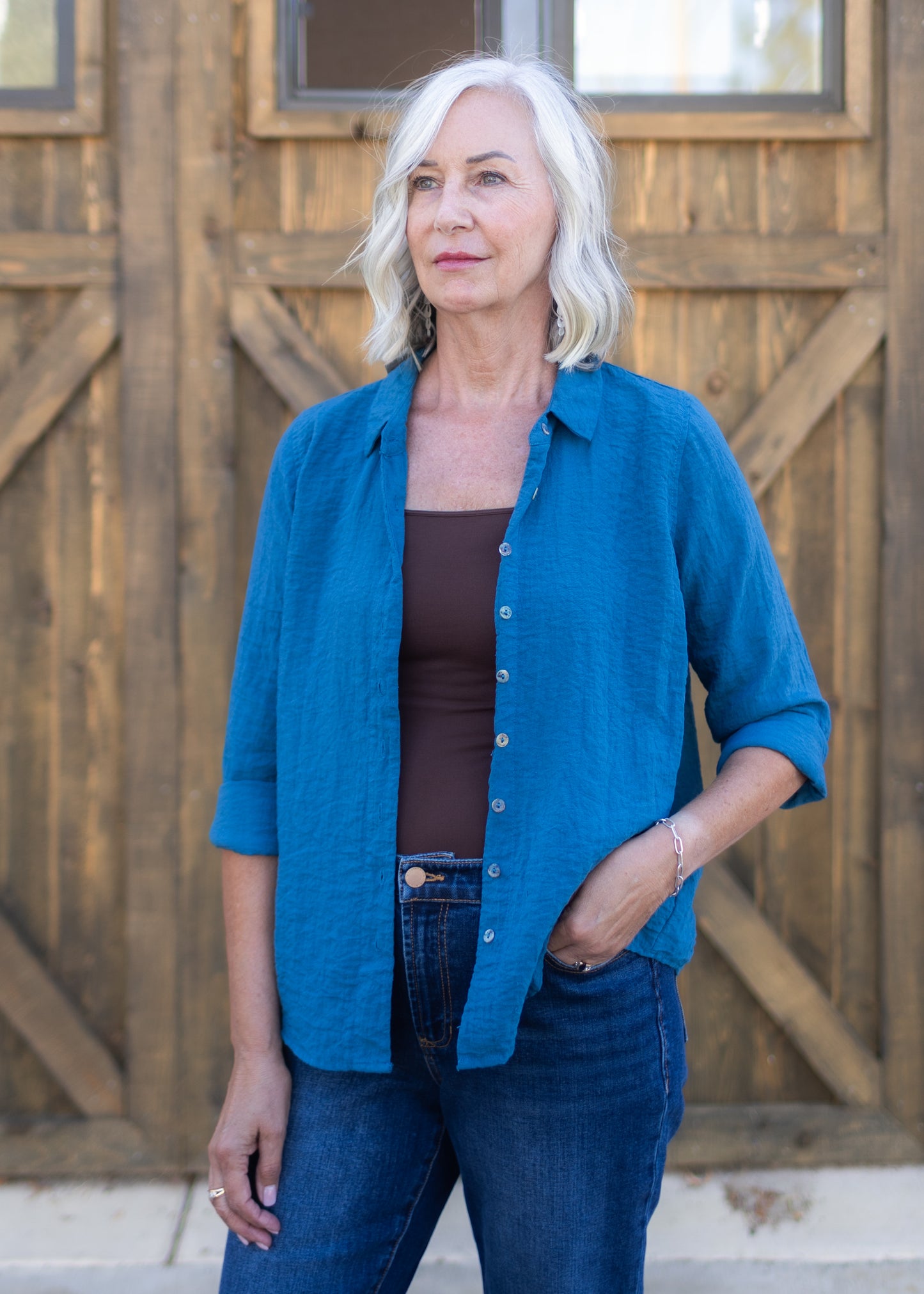 Parachute Fitted Shirt in Peacock | Cut•Loose