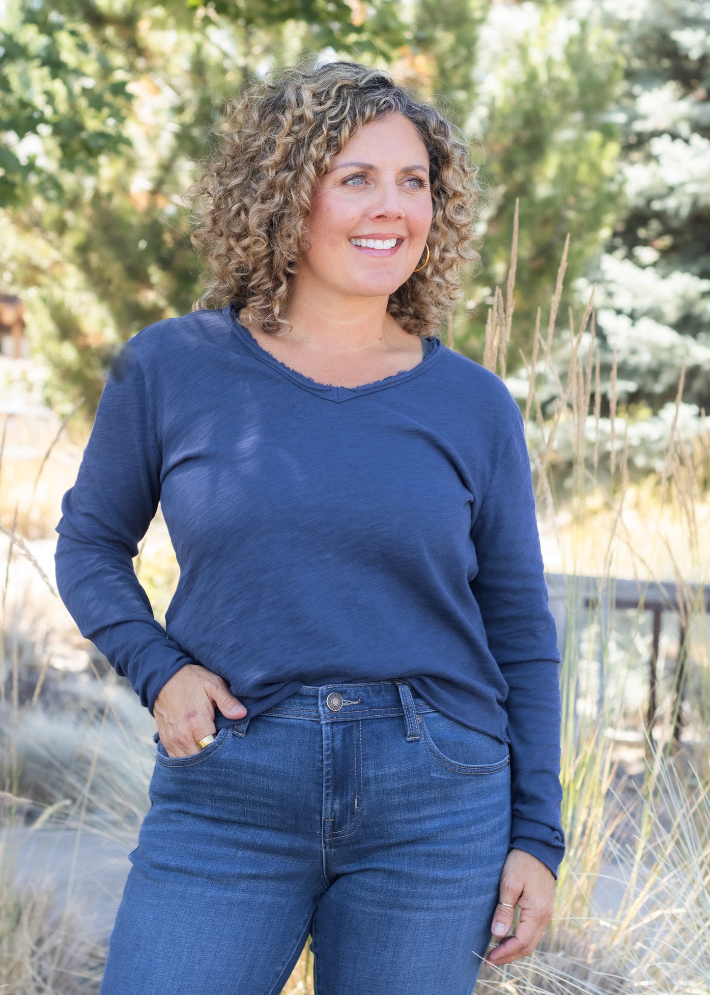 Vanya V-Neck Long Sleeve in Iris | Dear John