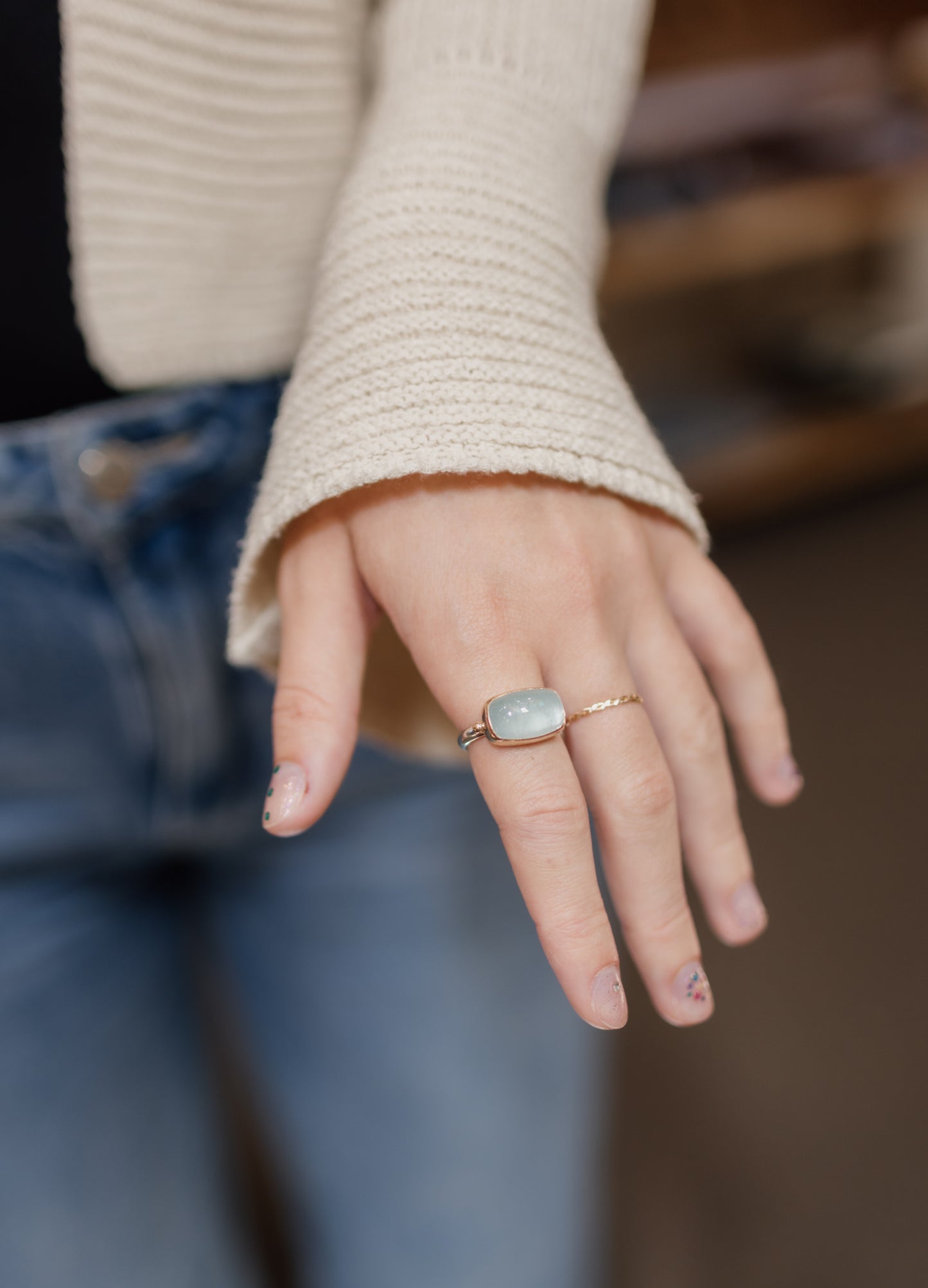 Rectangle Aquamarine Ring | Linda Blumel