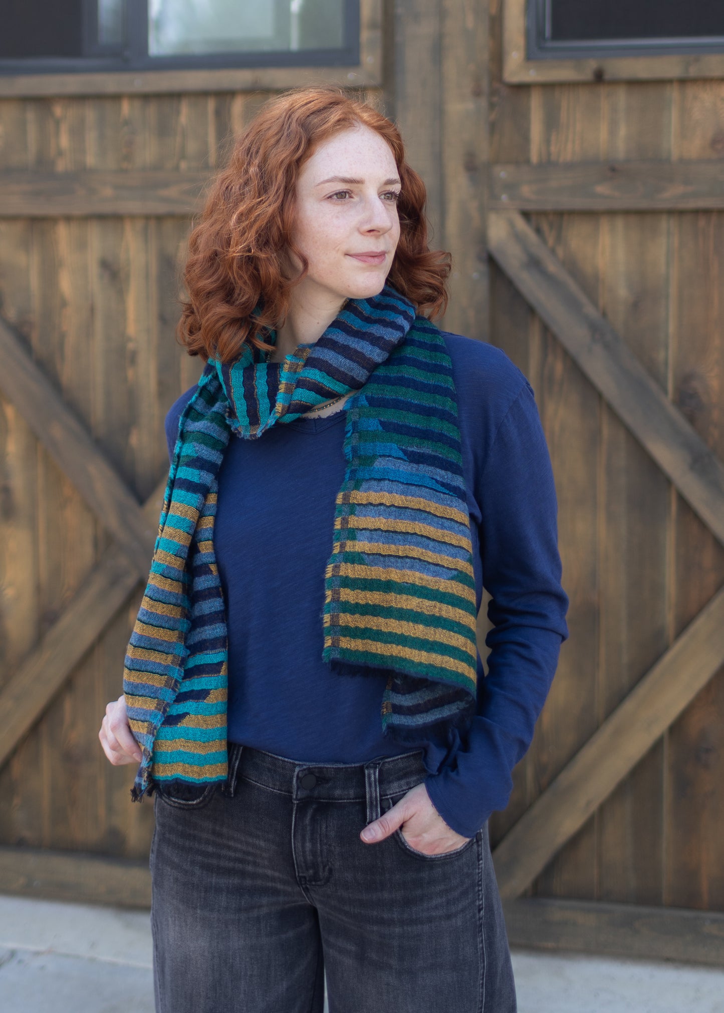 Enya Narrow Scarf in Blue